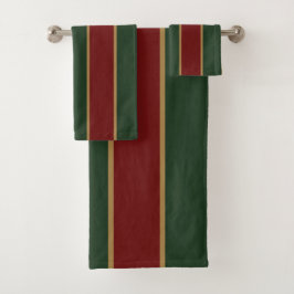 Klassieke Kerst Groen en Rood met Gouden Trim Bad Handdoek