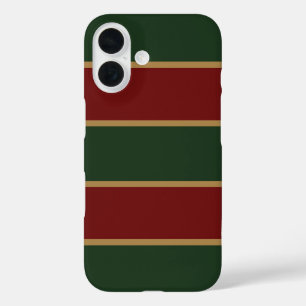 Klassieke Kerst Groen en Rood met Gouden Trim iPhone 16 Hoesje