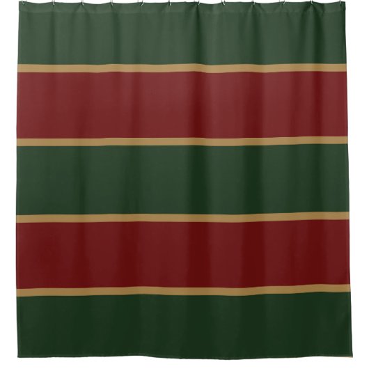 Klassieke Kerst Groen en Rood met Gouden Trim Douchegordijn (Voorkant)