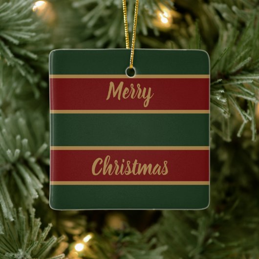 Klassieke Kerst Groen en Rood met Gouden Trim Keramisch Ornament (Boom)