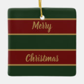 Klassieke Kerst Groen en Rood met Gouden Trim Keramisch Ornament (Voorkant)