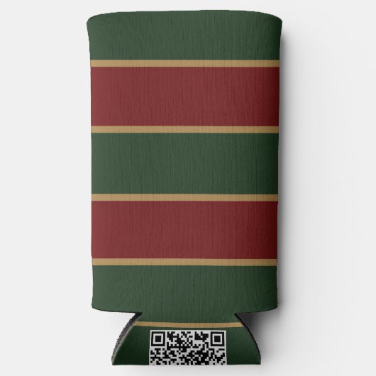 Klassieke Kerst Groen en Rood met Gouden Trim Seltzer Blikjeskoeler (Voorkant)