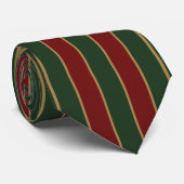 Klassieke Kerst Groen en Rood met Gouden Trim Stropdas (Opgerold)