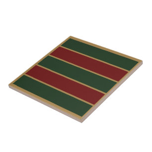 Klassieke Kerst Groen en Rood met Gouden Trim Tegeltje