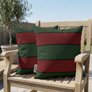 Klassieke Kerst Groen En Rood Strepen Buitenkussen