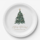 Klassieke Kerst Groen Papieren Bordje (Voorkant)