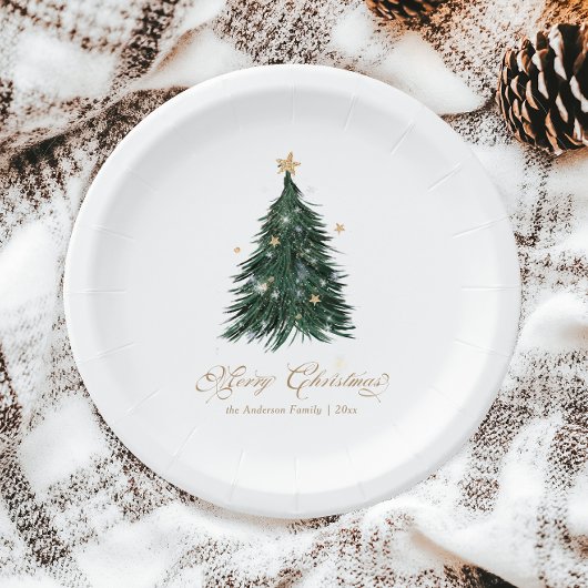 Klassieke Kerst Groen Papieren Bordje