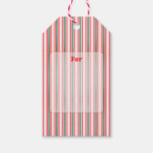 Klassieke Kerst Groen Rode Strepen Cadeaulabel (Voorkant)