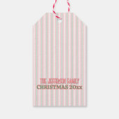 Klassieke Kerst Groen Rode Strepen Cadeaulabel (Achterkant)