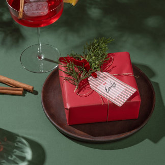 Klassieke Kerst Groen Rode Strepen  Cadeaulabel