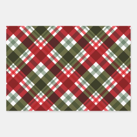 Klassieke kerst groen, rood wit plaid inpakpapier vel (Voorkant 3)