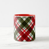 Klassieke kerst groen, rood wit plaid tweekleurige koffiemok (Center)