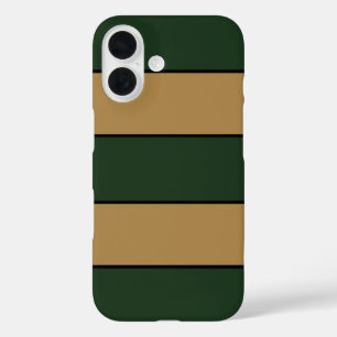 Klassieke Kerst groene en gouden strepen iPhone 16 Hoesje