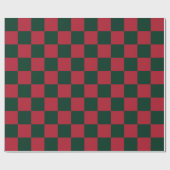 Klassieke Kerst Groene en Rode Checkerboard Cadeaupapier (Vlak)