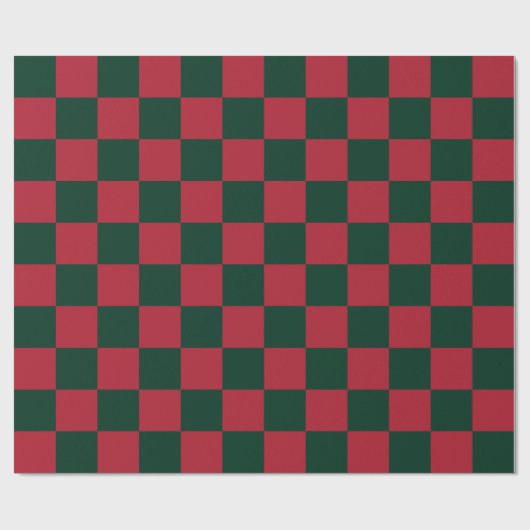 Klassieke Kerst Groene en Rode Checkerboard Cadeaupapier (Vlak)