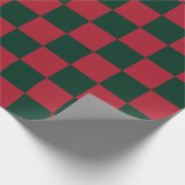 Klassieke Kerst Groene en Rode Checkerboard Cadeaupapier (Hoek)