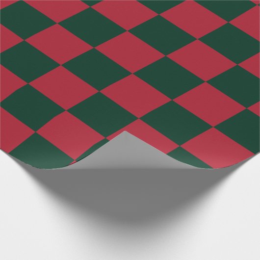 Klassieke Kerst Groene en Rode Checkerboard Cadeaupapier (Hoek)