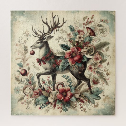 Klassieke Kerst Herten Jigsaw Puzzel (Verticaal)