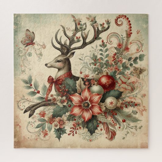 Klassieke Kerst Herten Jigsaw Puzzel (Verticaal)