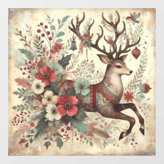 Klassieke Kerst Herten Window Cling Raamsticker (Vel)