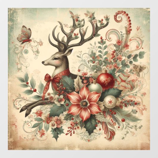 Klassieke Kerst Herten Window Cling Raamsticker (Vel)