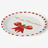 Klassieke kerst Holly Berry Bow Gold Red Dot Papieren Bordje (Gekanteld)