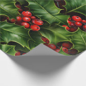 Klassieke kerst Holly en bessen Cadeaupapier (Hoek)