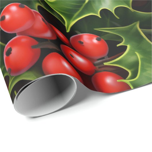 Klassieke kerst Holly en bessen Cadeaupapier (Rol Hoek)