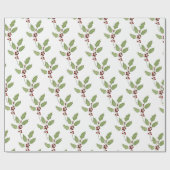 Klassieke kerst Holly met bessen Cadeaupapier (Vlak)