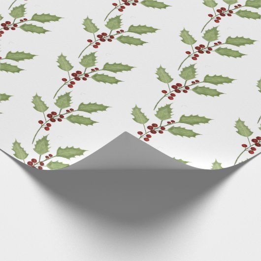Klassieke kerst Holly met bessen Cadeaupapier (Hoek)