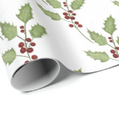 Klassieke kerst Holly met bessen Cadeaupapier (Rol Hoek)