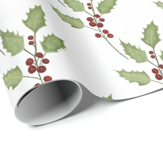Klassieke kerst Holly met bessen Cadeaupapier (Rol Hoek)