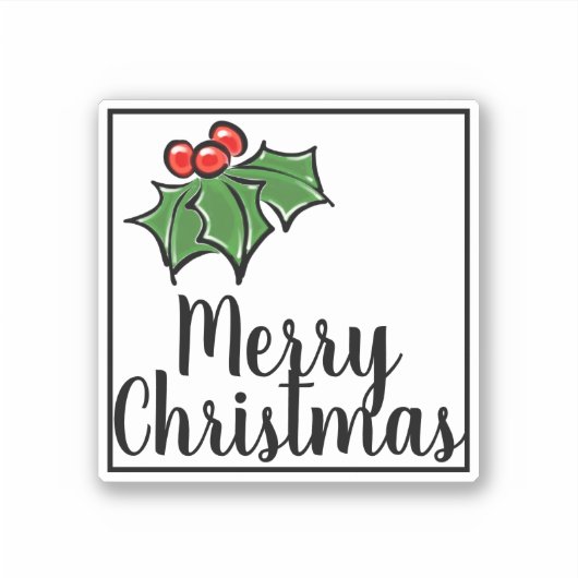 Klassieke kerst holly moderne minimalist sticker (Voorkant)