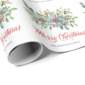 Klassieke Kerst Hulst Bessen Cadeaupapier (Rol Hoek)