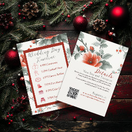 Klassieke Kerst Huwelijksdetails & Reisplan Informatiekaartje