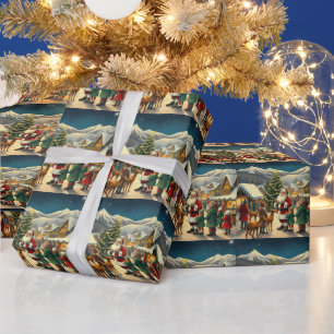 Klassieke Kerst Illustratie Cadeaupapier