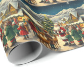 Klassieke Kerst Illustratie Cadeaupapier (Rol Hoek)