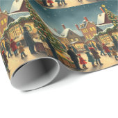 Klassieke Kerst Illustratie Cadeaupapier (Rol Hoek)