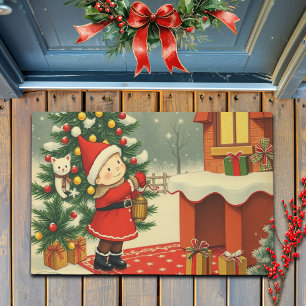 Klassieke Kerst Illustratie Deurmat