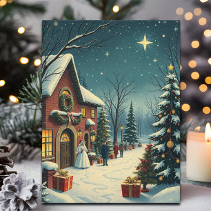 Klassieke Kerst Illustratie Feestdagenkaart