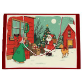 Klassieke Kerst Illustratie Groot Cadeauzakje (Voorkant)