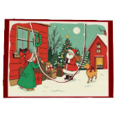Klassieke Kerst Illustratie Groot Cadeauzakje (Achterkant)