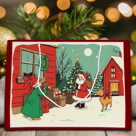 Klassieke Kerst Illustratie Groot Cadeauzakje