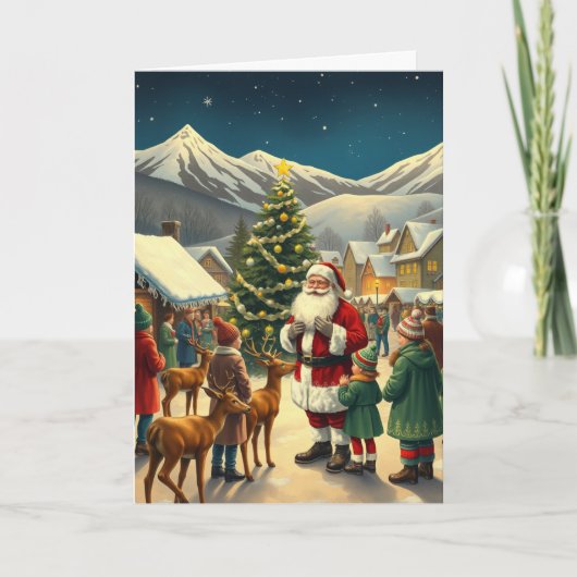 Klassieke Kerst Illustratie Kaart (Voorkant)