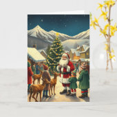 Klassieke Kerst Illustratie Kaart (Gele Bloem)