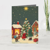 Klassieke Kerst Illustratie Kaart (Voorkant)