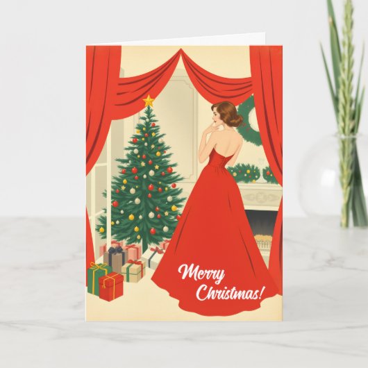 Klassieke Kerst Illustratie Kaart (Voorkant)