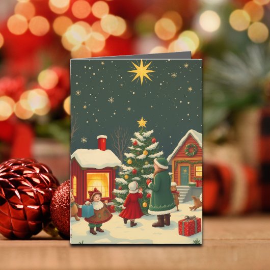 Klassieke Kerst Illustratie Kaart