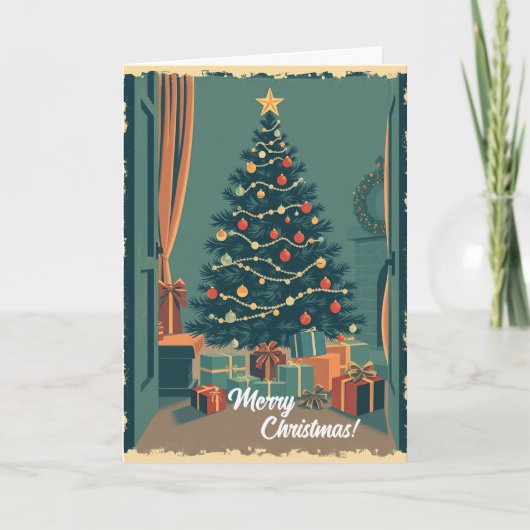 Klassieke Kerst Illustratie Kaart (Voorkant)