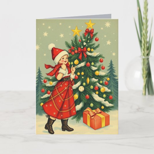 Klassieke Kerst Illustratie Kaart (Voorkant)